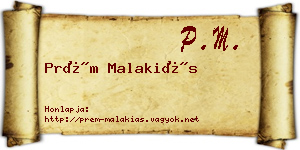 Prém Malakiás névjegykártya